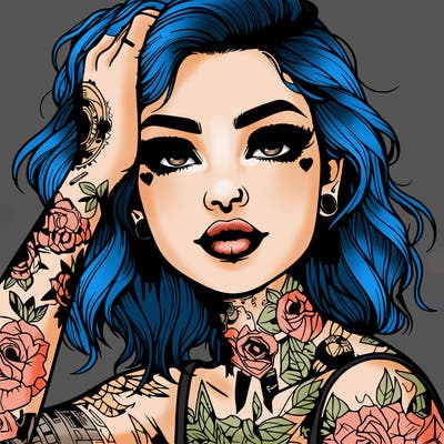 realistic girl with tattoos all over