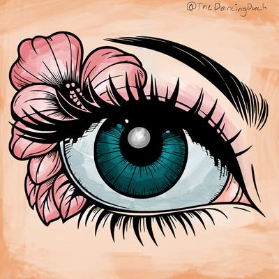 realistic eye with flower