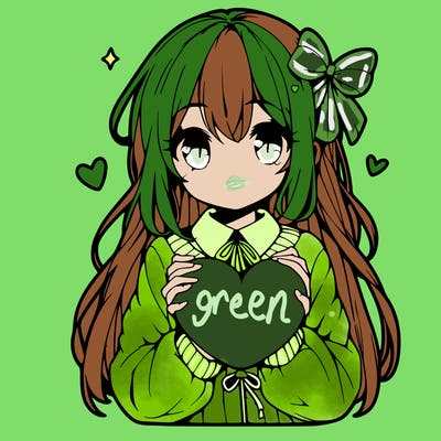 anime girl holding a heart balloon