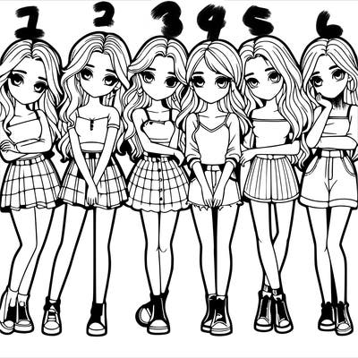 a group of girls realistic