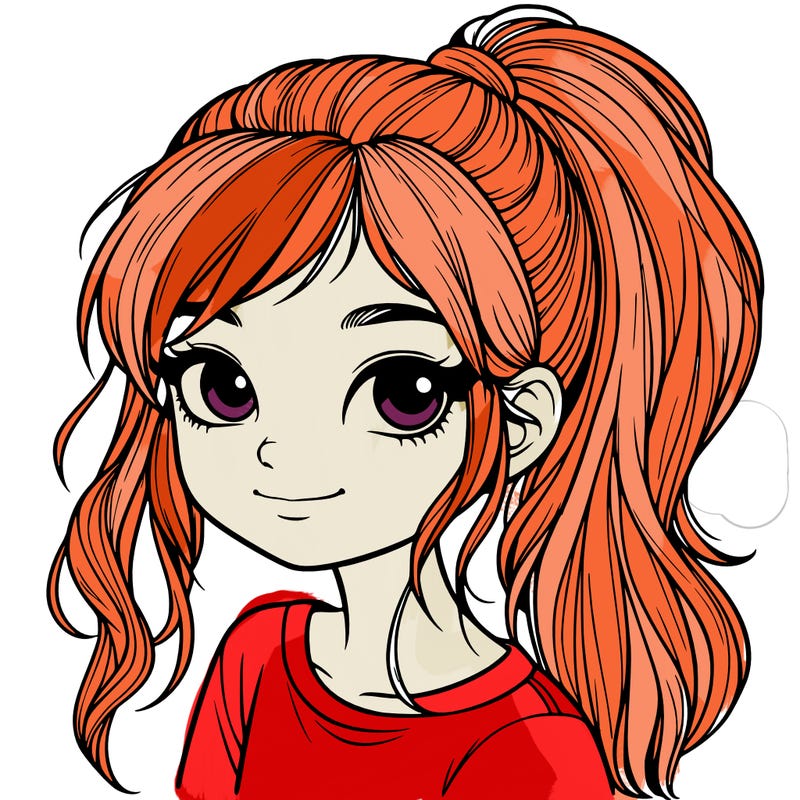 realistic girl with ponytail