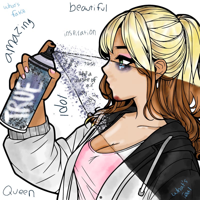 a realistic girl spray, painting