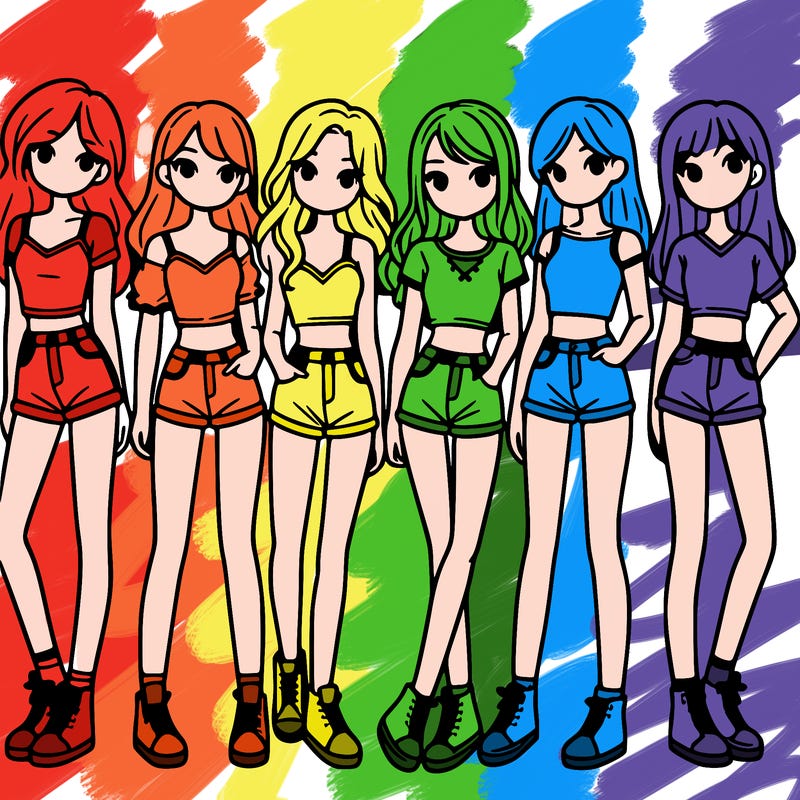 a group of girls wearing crop tops and shorts