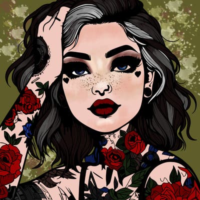 realistic girl with tattoos all over