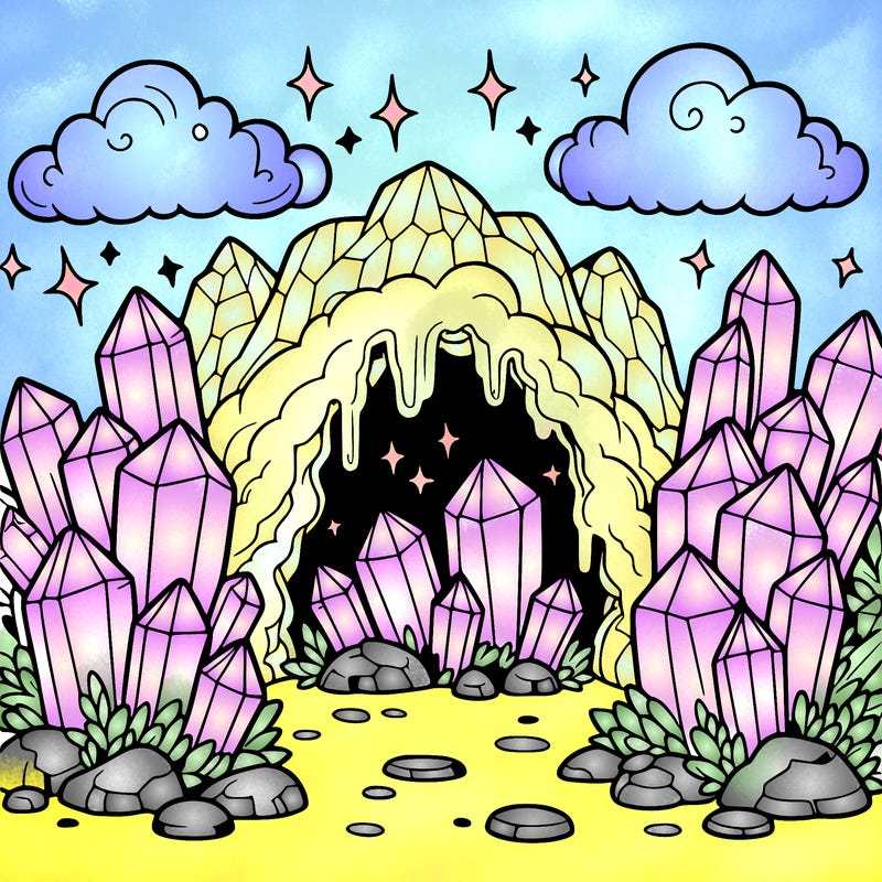 a cave with magic crystals