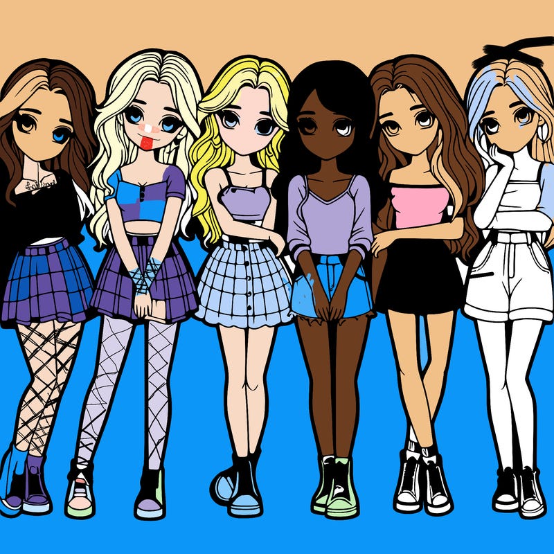 a group of girls realistic