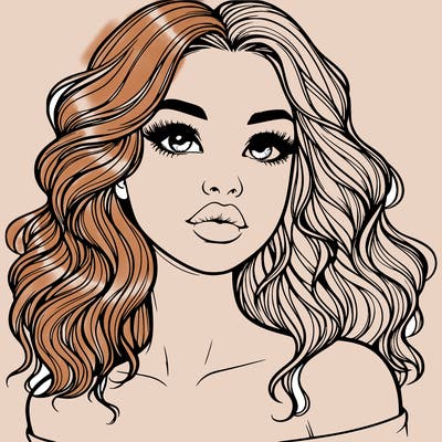 realistic girl with wavy hair and lips