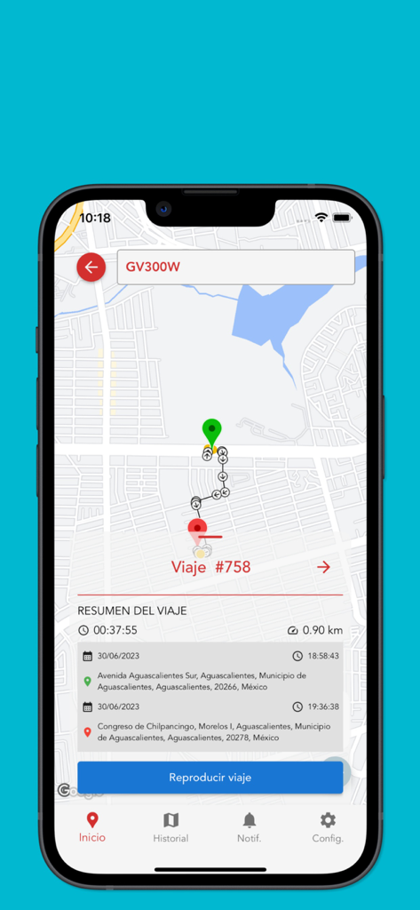 GPS Online - GPS Online App zeigt Fahrzeugfahrtendetails und Routenkarte an