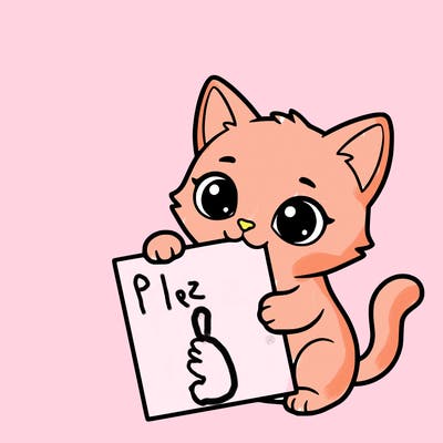 a small cat with a blank sheet of paper in its hand. the cat is sooooooo cute!