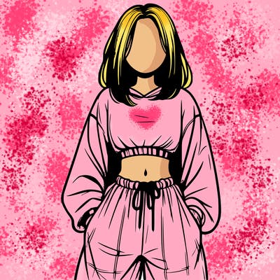 realistic girl faceless with baggy pants and a crop top