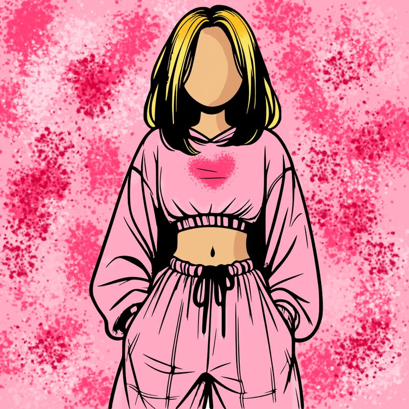 realistic girl faceless with baggy pants and a crop top