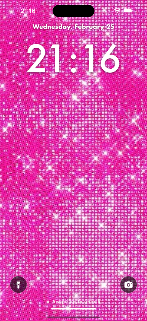 Glitter Pink Wallpapers HD - Uno sfondo glitter rosa vibrante su una schermata di blocco dell'iPhone che mostra l'ora e la data