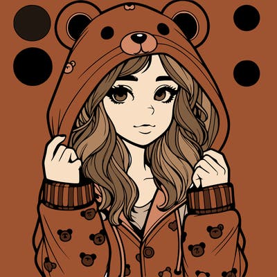 realistic girl in a animal pjs hoodie