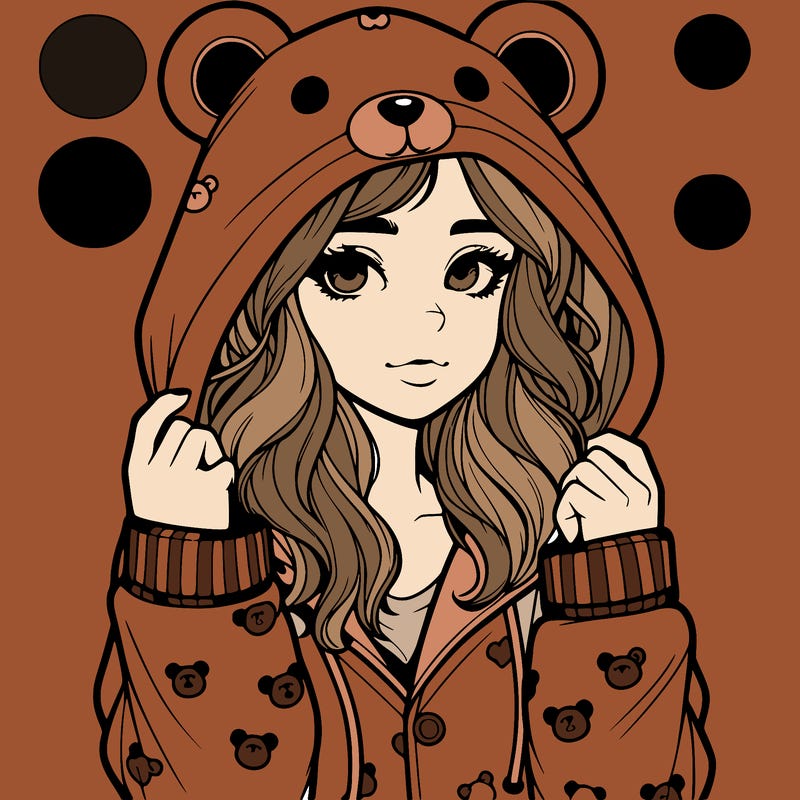 realistic girl in a animal pjs hoodie