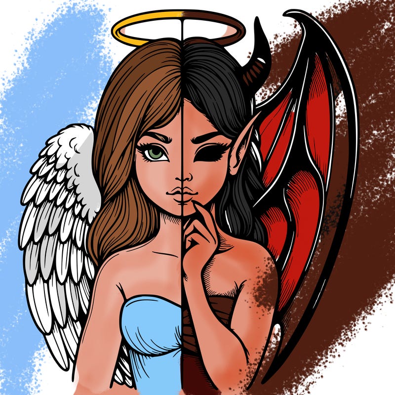 realistic angel half demon