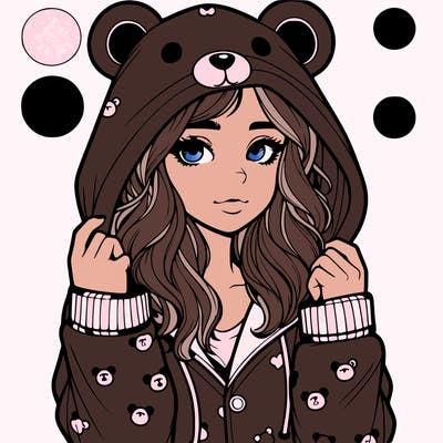 realistic girl in a animal pjs hoodie