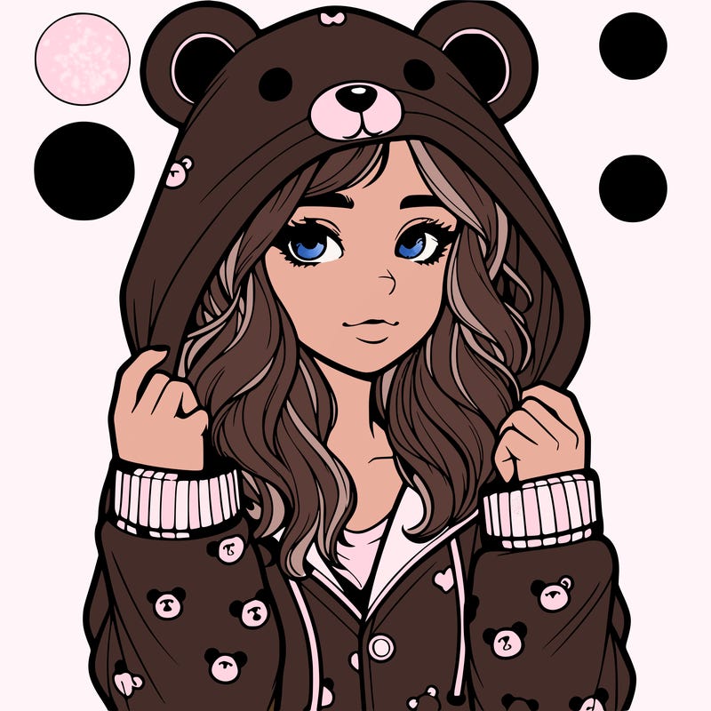 realistic girl in a animal pjs hoodie