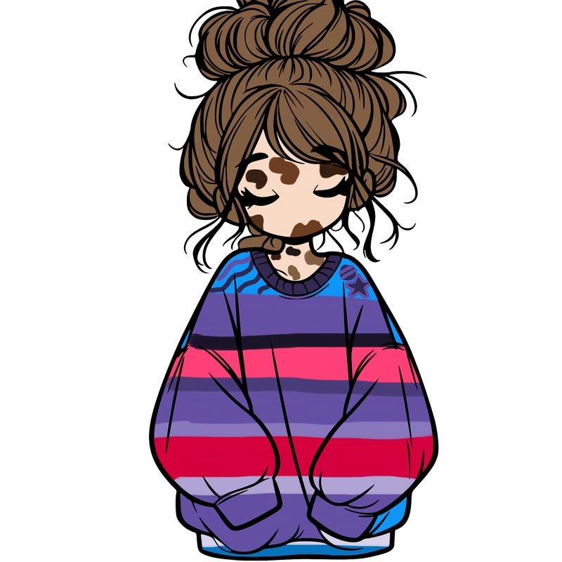 girl with baggy sweatshirt and messy bun