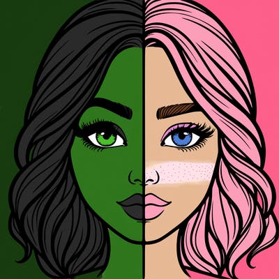 realistic girl split half
