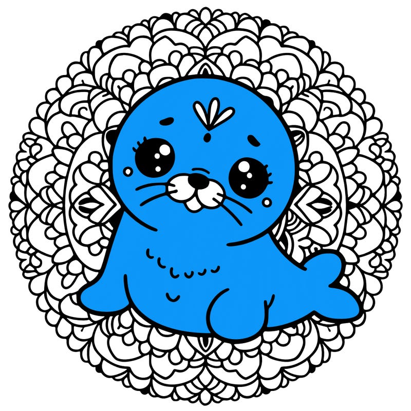 a cute baby seal mandala