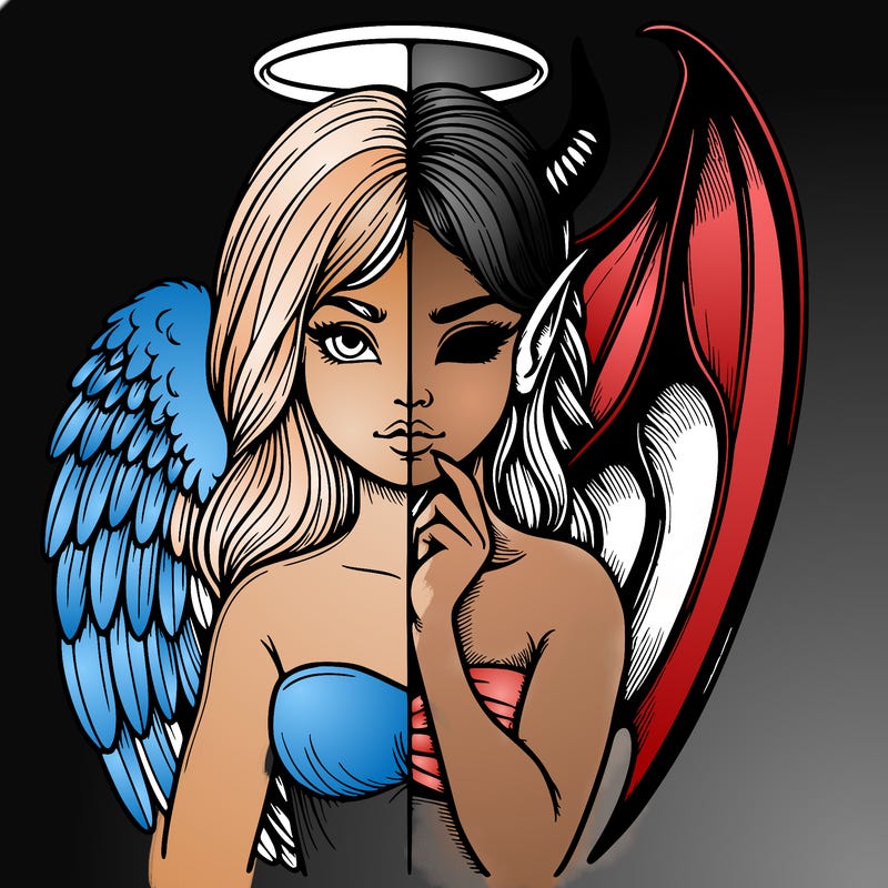 realistic angel half demon