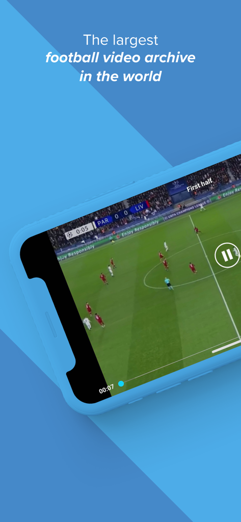 Wyscout - A smartphone screen displaying a professional soccer match video within the Wyscout app