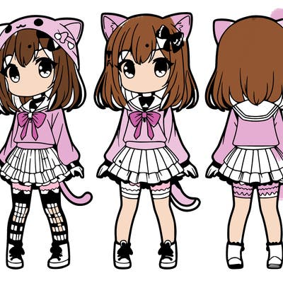 anime girl wearing hello kitty
