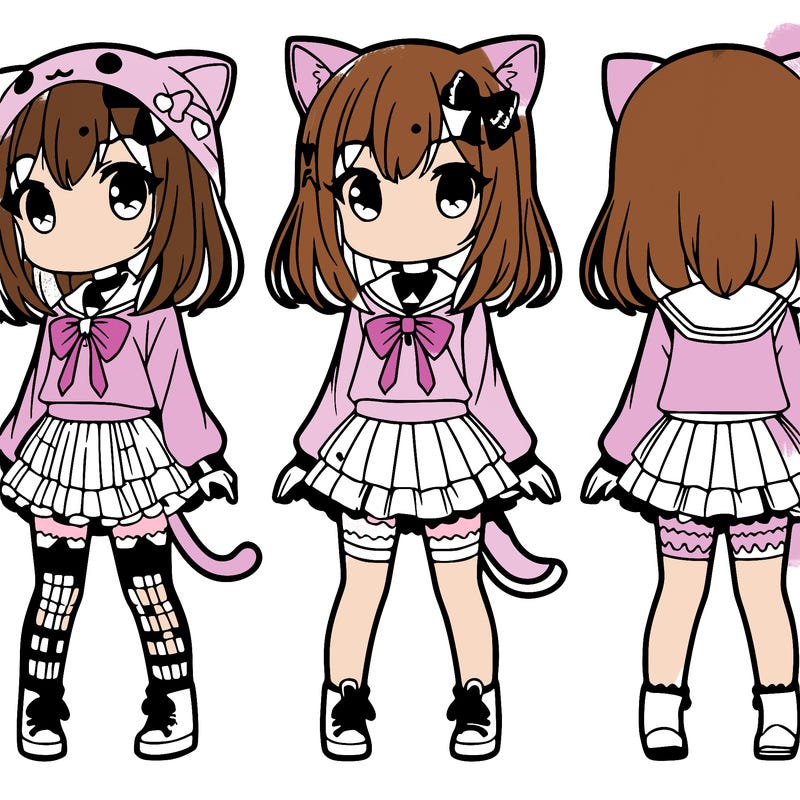 anime girl wearing hello kitty