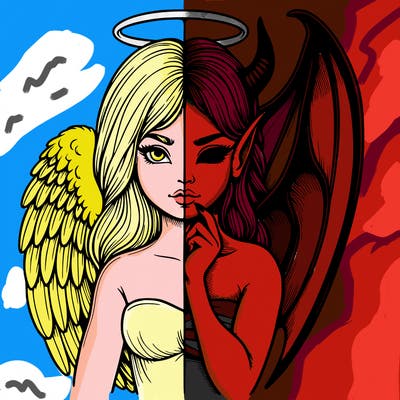 realistic angel half demon