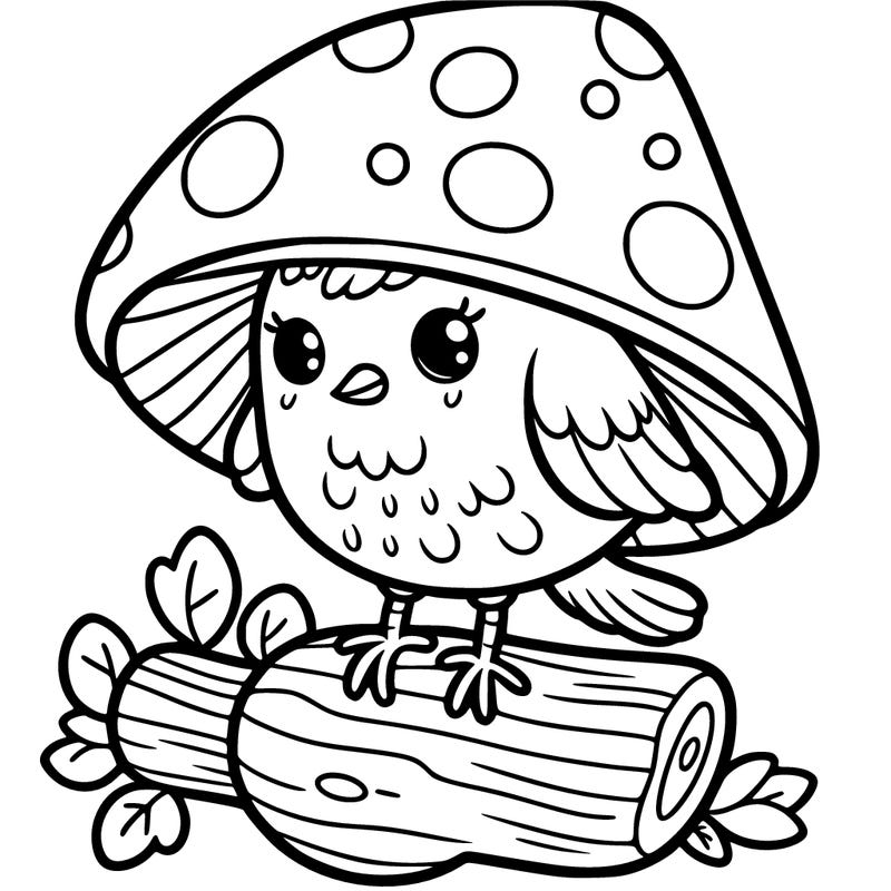 bird in a mushroom hat