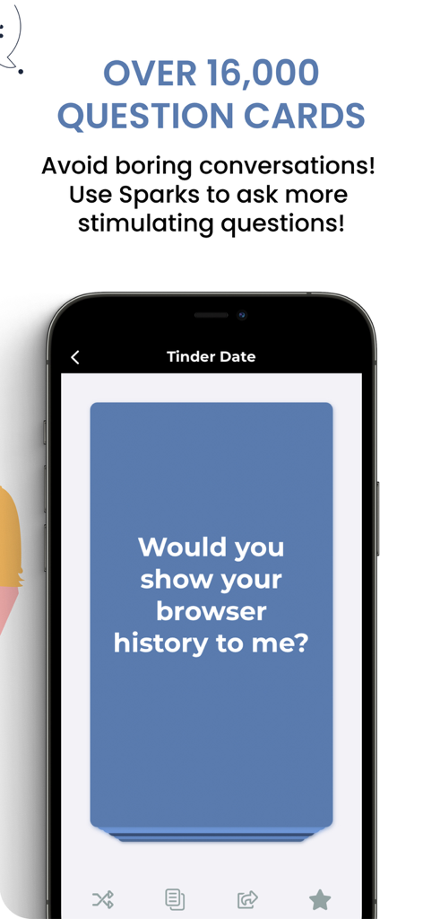 Sparks - Couple Questions App - Smartphone screen showing a dating question card from the Sparks app