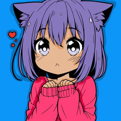shy anime catgirl