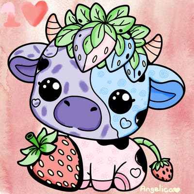 cute strawberry cow