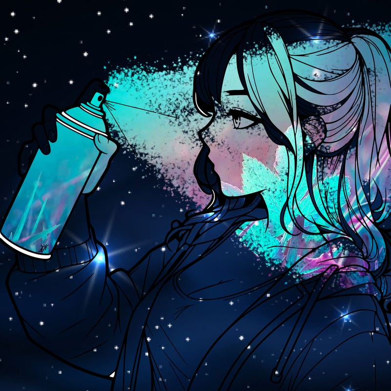 a realistic girl spray, painting