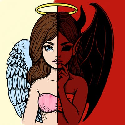 realistic angel half demon