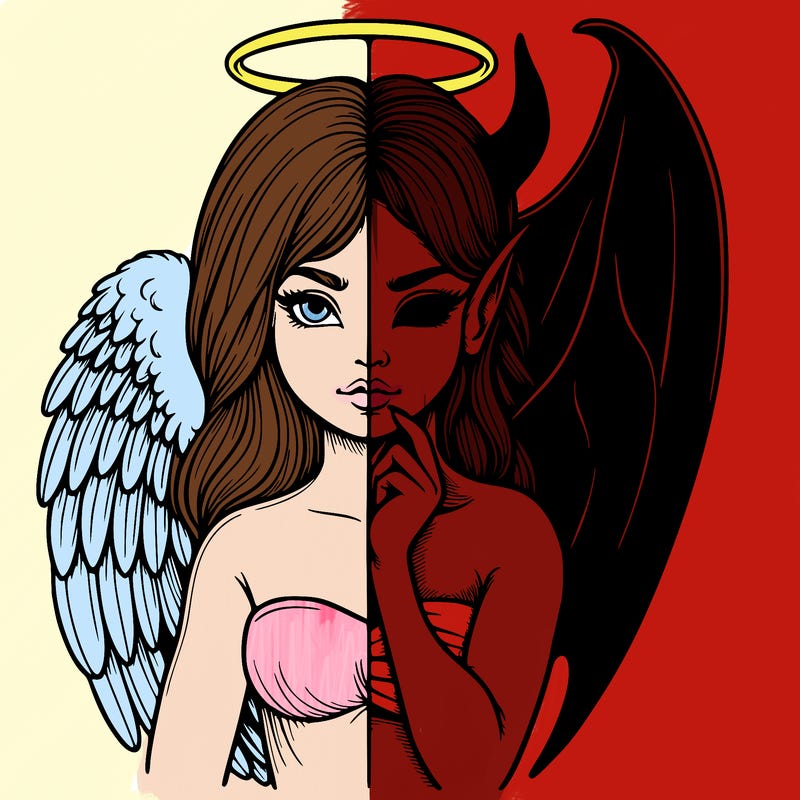 realistic angel half demon