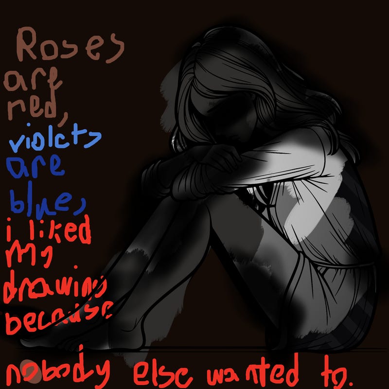 realistic women sitting down sad