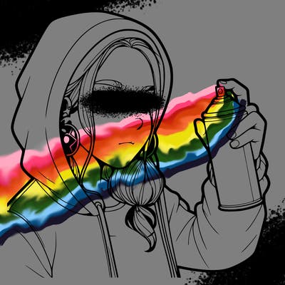 a realistic girl, spray painting