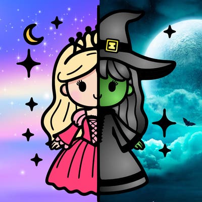 split princess and witch