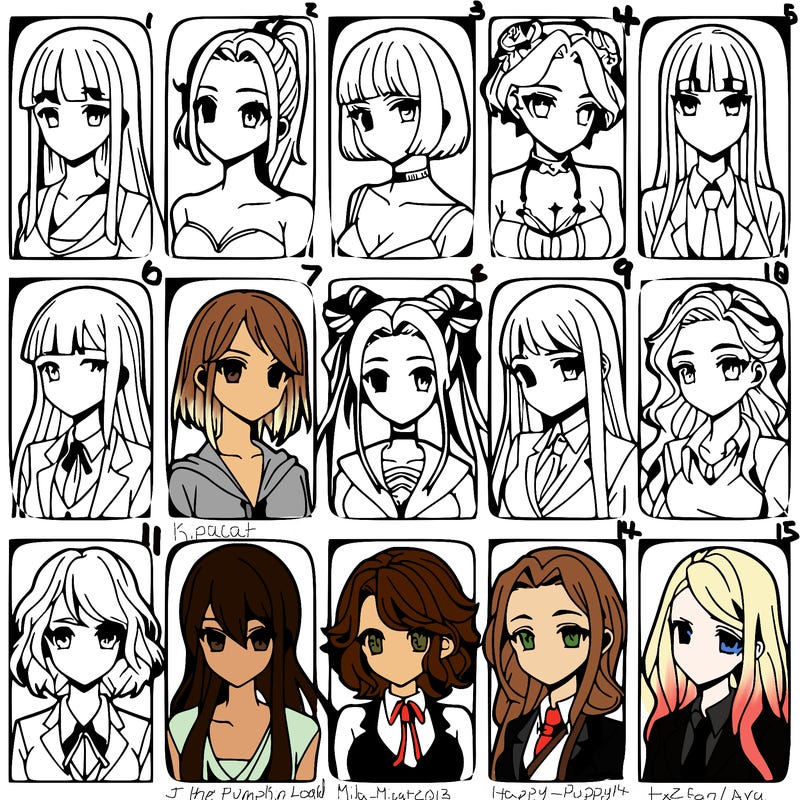 girls that look diffrent anime