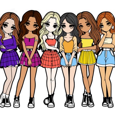 a group of girls realistic