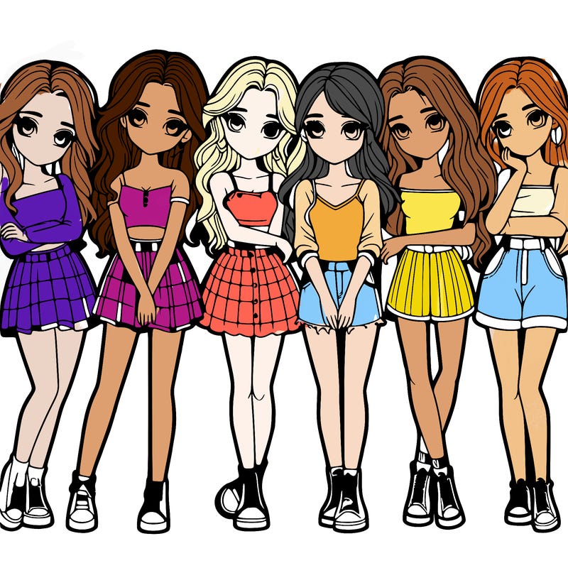 a group of girls realistic