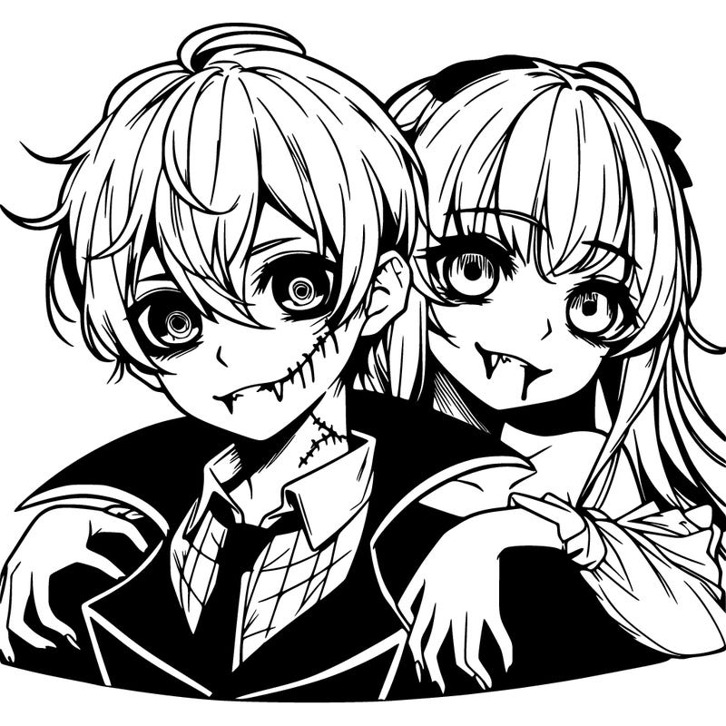 creepy vampire boy and girl anime
