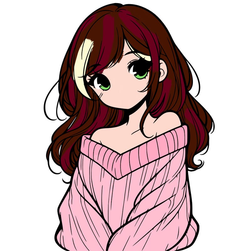 shy pretty girl wearing a sweater that is falling off one shoulder portrait
