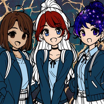 3 teenage anime girls