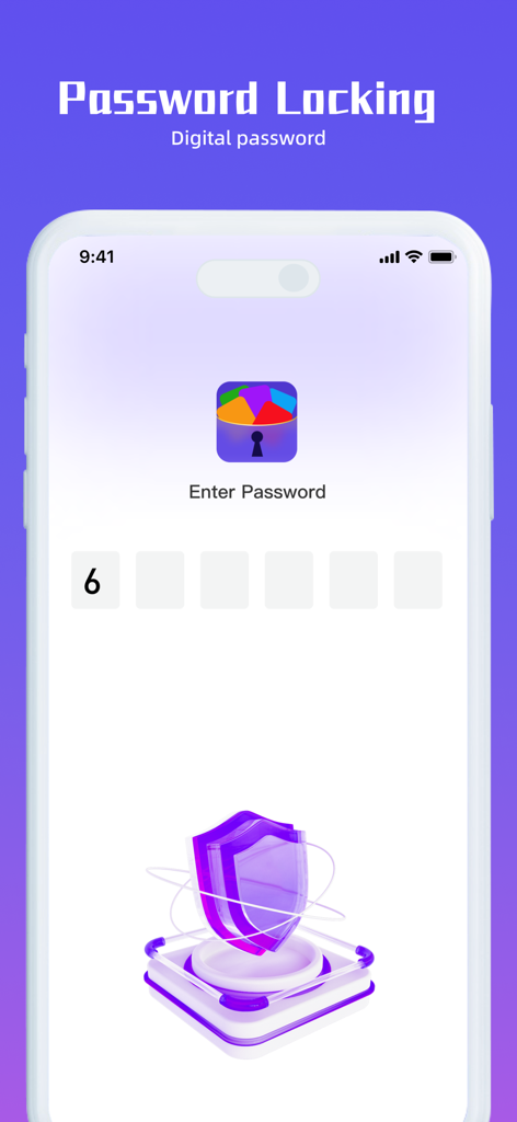 Digital password entry screen for the Inside App Lock Manager mobile application