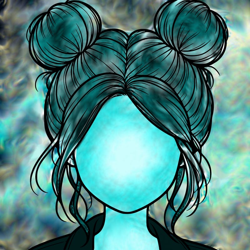 realistic girl with buns on the top of her hair