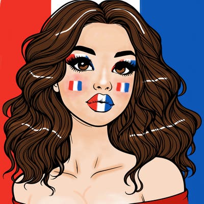 realistic girl with wavy hair and lips