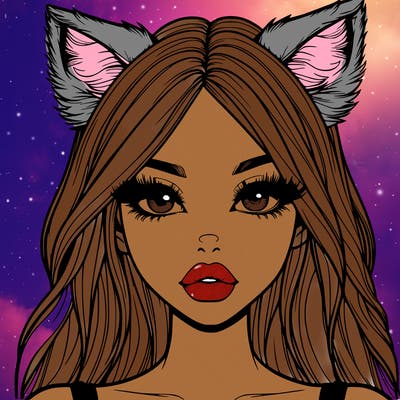 realistic girl with fox ears and realistic lips