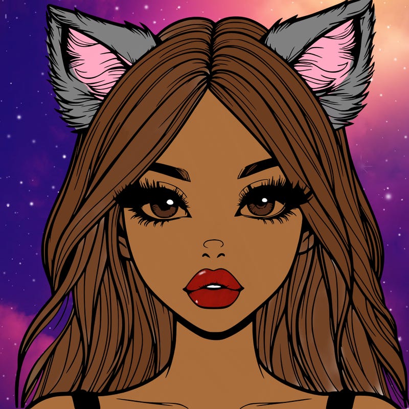 realistic girl with fox ears and realistic lips